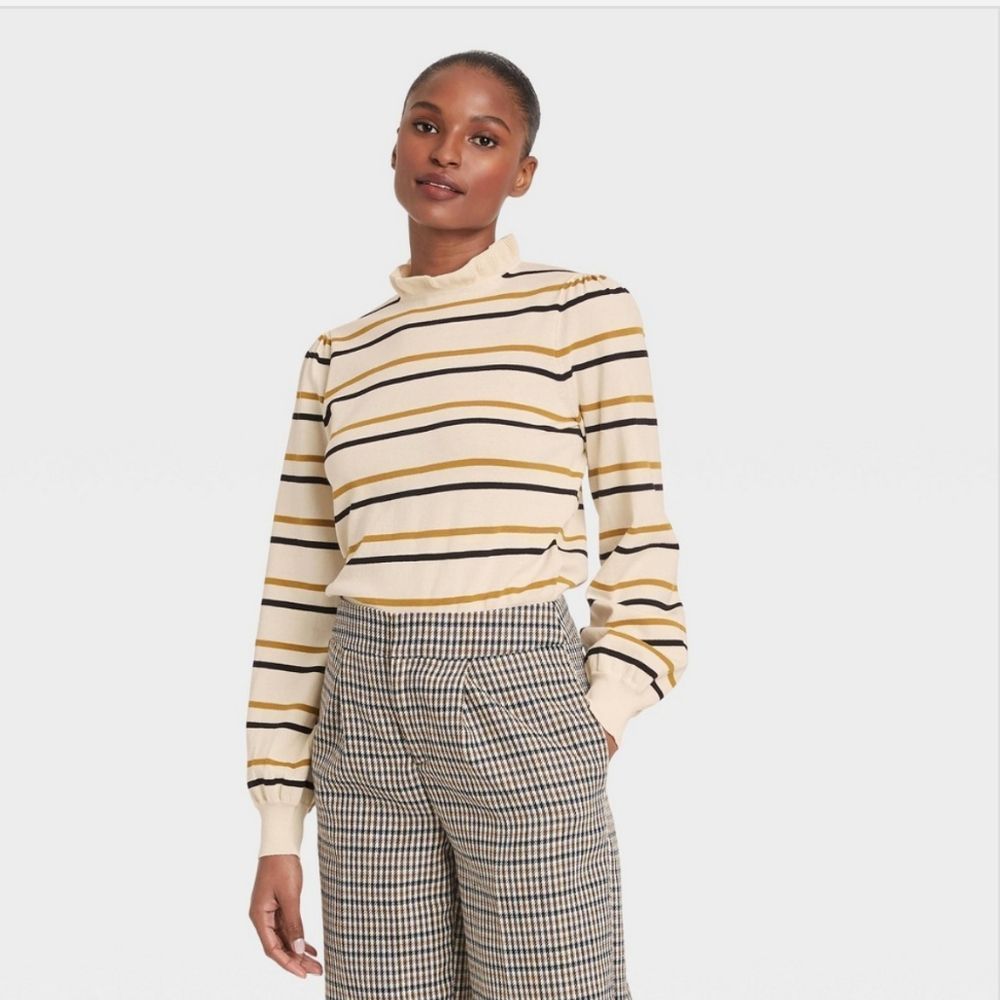 Who What Wear Striped Sweater High Neck
